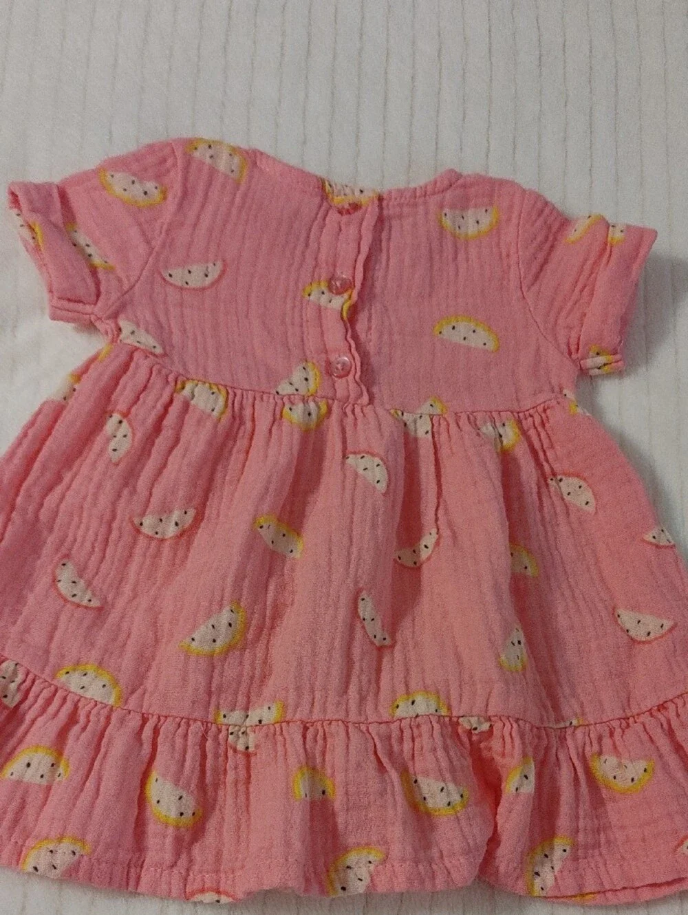 Koala Kids Pink Ruffle Dress & Bloomers Set with Lemon Print